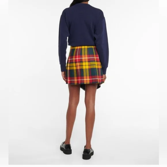 Polo Ralph Lauren Women's 16 wool Plaid Pleated Kilt Leather Buckle Skirt New - Picture 2 of 7